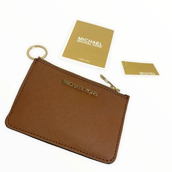 Michael Kors Tan Leather Keychain Pouch - Picture 6 of 8